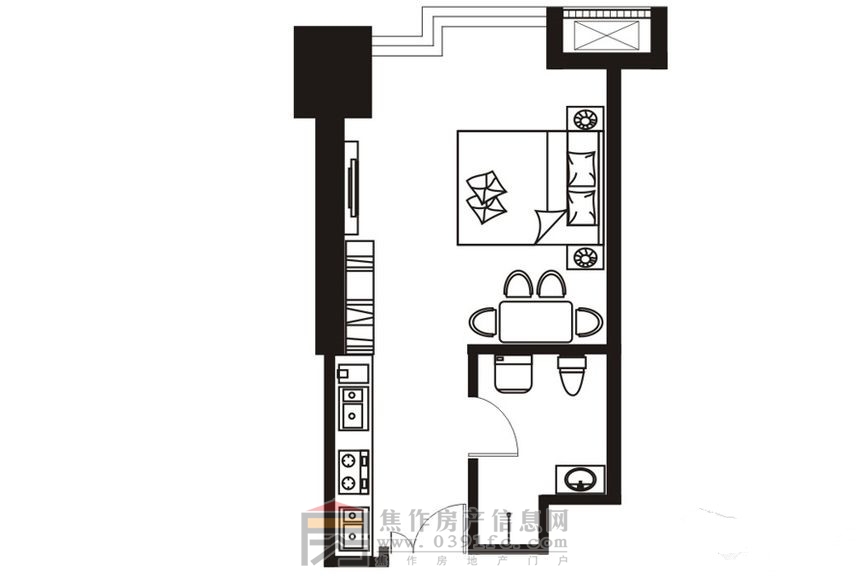 理達文華廣場(chǎng)一室一廳一衛一廚約35.39㎡