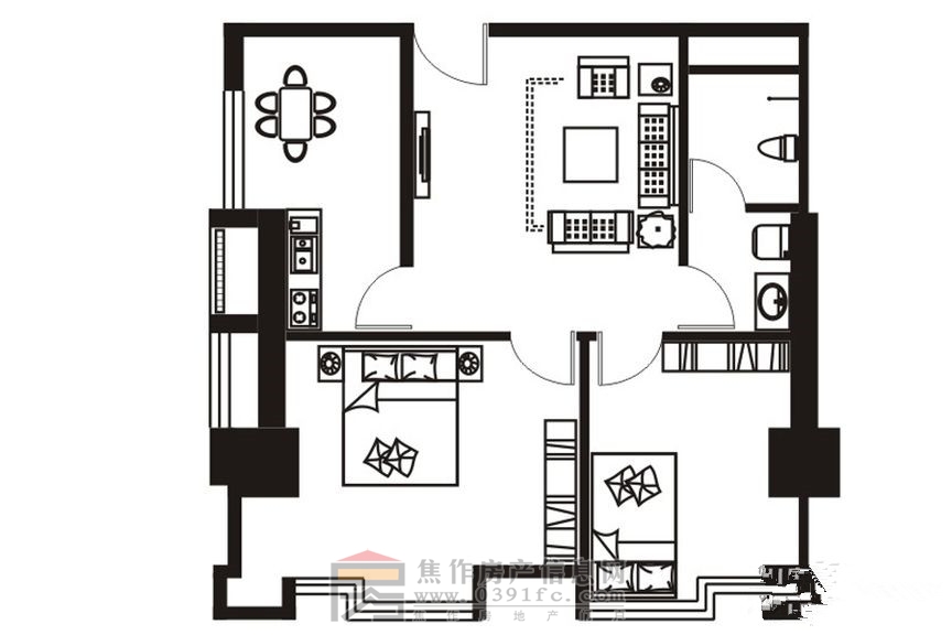 理達文華廣場(chǎng)兩室兩廳一衛一廚約88.87㎡
