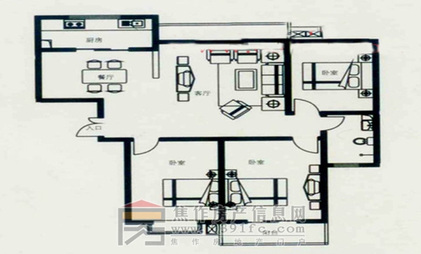 錦繡江南三室兩廳一衛120.21平