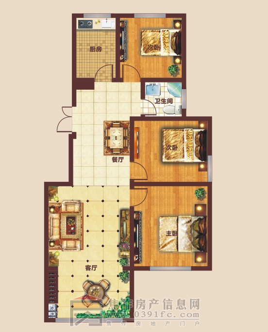 星凱國際城 三室兩廳一衛 約96㎡