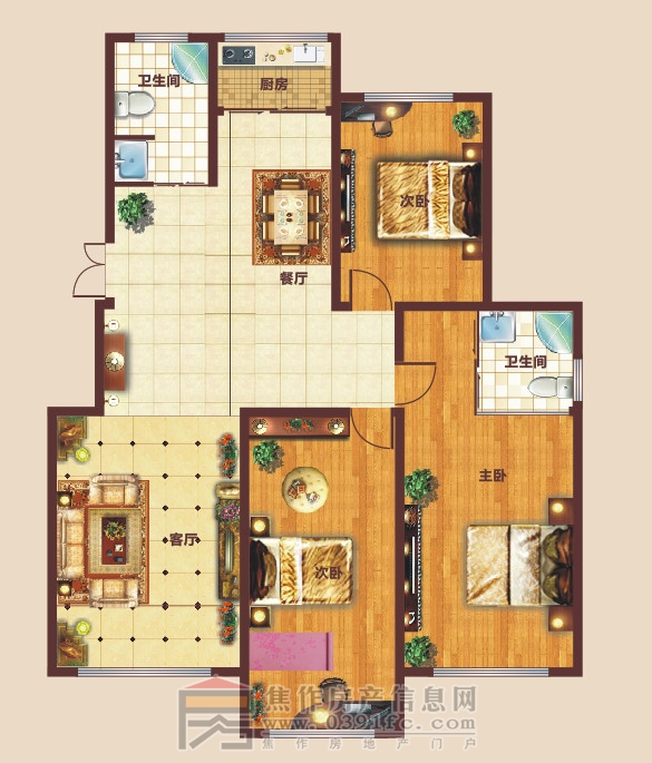 星凱國際城  三室兩廳兩衛 約136㎡
