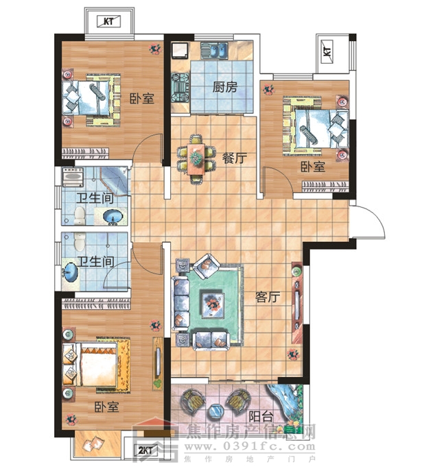 中弘名郡城三室兩廳兩衛約125.71㎡