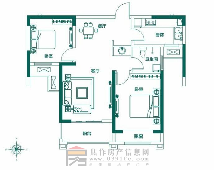 建業(yè)公園里灣畔三期86㎡兩室兩廳一衛