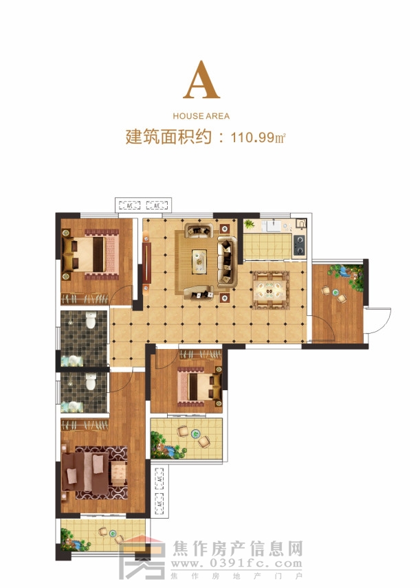 萬(wàn)隆·善水尚苑A戶(hù)型110.99㎡