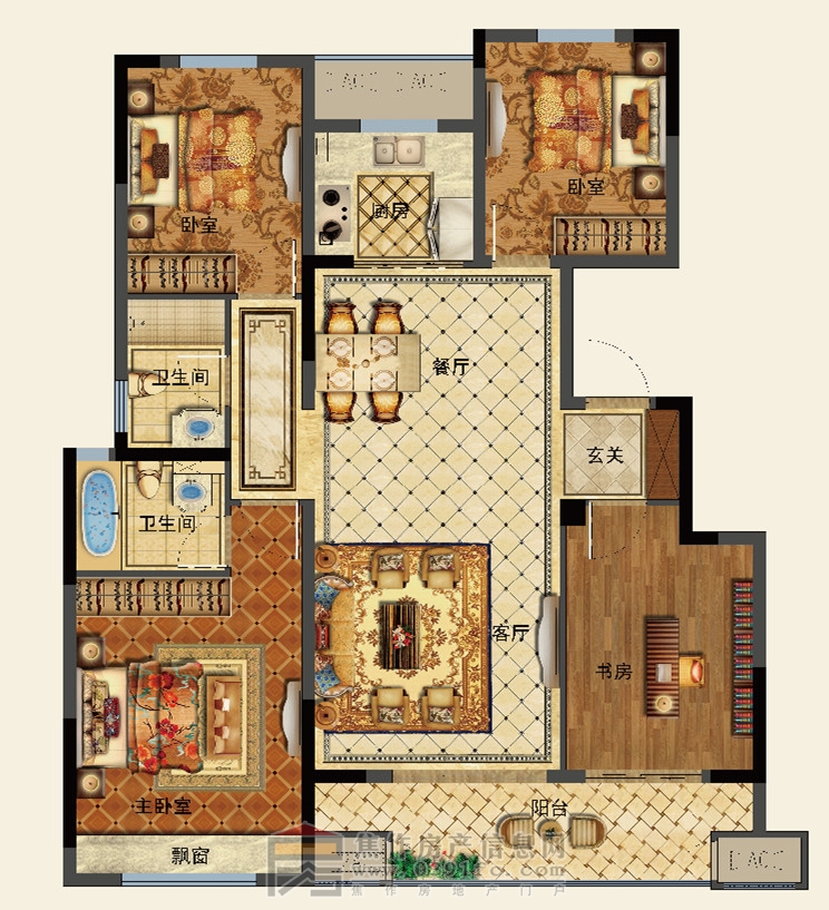 中梁·首府4室2廳2衛130㎡