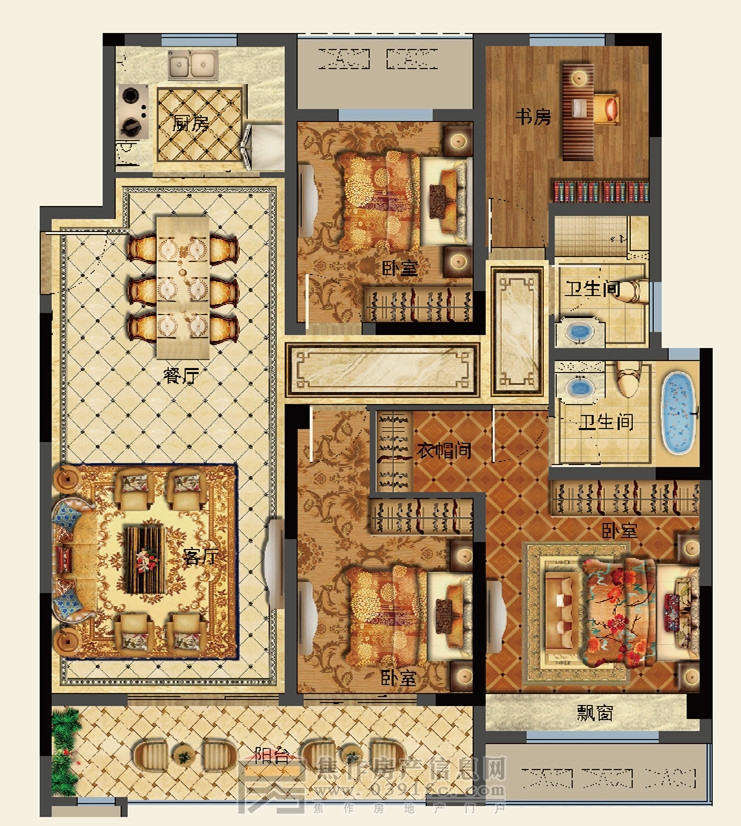 中梁·首府4室2廳2衛128㎡