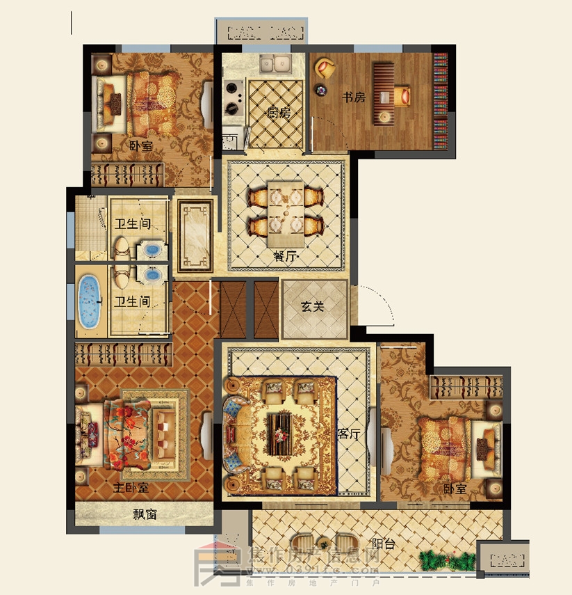 中梁·首府4室2廳2衛130㎡