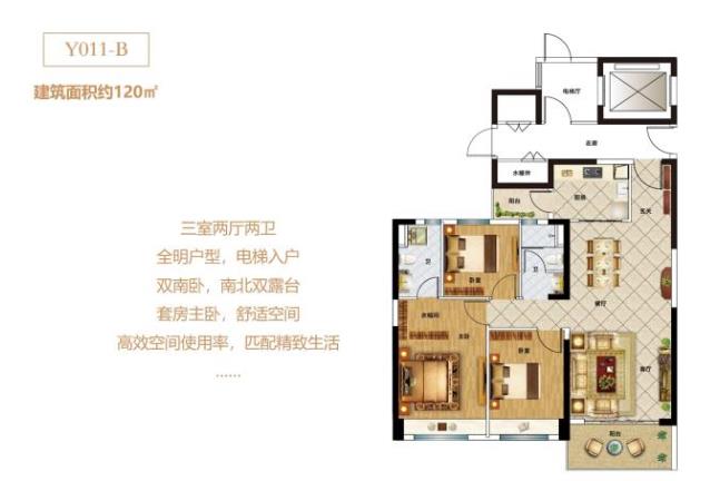 碧桂園 Y011-B 三室兩廳兩衛約120㎡