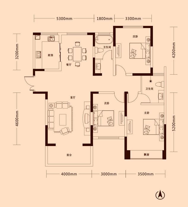 金山東方花園4期三室兩廳兩衛(約136.08m)
