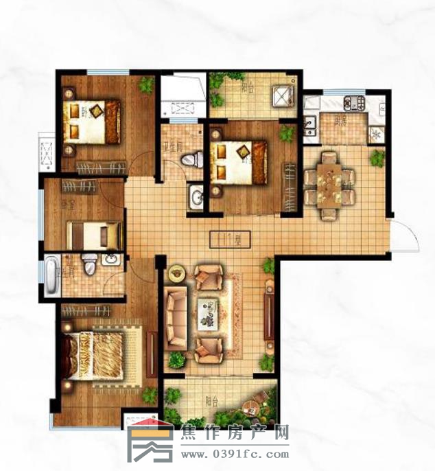 悅東城H1悅璽四室兩廳兩衛136.42㎡戶(hù)型圖